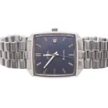 Omega - a gentleman's steel Seamaster automatic wristwatch, circa 1970's, metallic blue/grey
