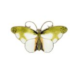 Hroar Prydz- a modernist Norwegian silver gilt enamel brooch in the form butterfly, green, white and