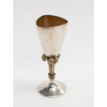 Stuart Devlin: A limited edition silver and gilt wedding triangular goblet commissioned to