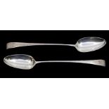 A pair of George III silver basting spoons, hallmarked by George Smith (III) & William Fearn, London