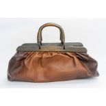 A Tom Ford for Gucci brown leather Doctors satchel, wooden handles, winter/fall 2002, inner zip