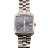 Omega - a gentleman's steel Seamaster automatic wristwatch, circa 1970's, square metallic grey dial,