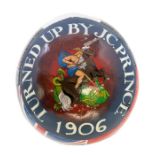Derbyshire / Shrovetide Interest:  A 20th Century painted Shrovetide ball, one side painted with