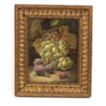 Oliver Clare (1853-1927), Still life with grapes, plum and raspberry, signed, oil on canvas,
