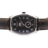 A Longines Evidenza automatic chronograph big date gents wristwatch, stainless steel tonneau