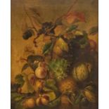 British School (19th century) Still Life of Autumnal Fruit and Bird's Nest, oil on canvas, approx