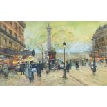 Eugene Galien Laloue (French, 1854-1941) Place de la Bastille watercolour and gouache, 19 x 30cm