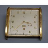 A circa 1970's gilt metal cased Imhof desk clock, the mechanical movement case number 867542