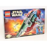 Lego: A boxed Lego Star Wars, 75060, Slave I, sealed. Signed by Jeremy Bulloch (Boba Fett) in