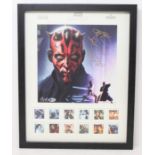Star Wars: A framed Star Wars: Celebration Edition, signed Darth Maul Royal Mail Special Stamp Issue