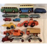 Diecast: A collection of assorted unboxed, playworn diecast to comprise: Dinky bus and coaches, (two
