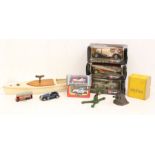 Diecast: Four boxed Bburago diecast vehicles, together with a Brimtoy tinplate bus and Triang