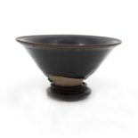 A Southern Song Dynasty Jian hares’ fur small tea bowl, with steep sloping sides rising from a short