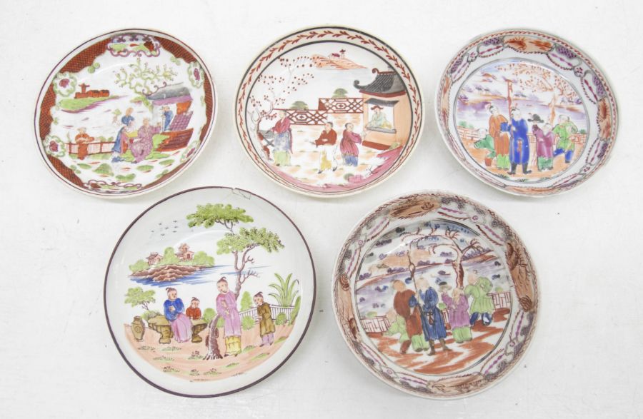 A collection of early 19th Century porcelain saucers, various factories and designs