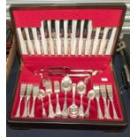 A matched Georgian style King's pattern EPNS six piece flatware service, in fitted case (1)