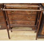 Two 19th Century straw-seated dining chairs, a two drawer washstand, an oak bookcase along with a
