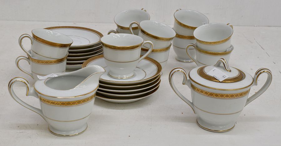 A Japanese Noritake china 10 piece coffee service to include cups, saucers, sugar bowl and milk - Image 5 of 5