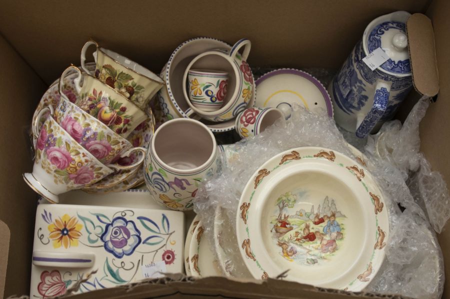 A group of ceramics to include:  1. Royal Albert "Serena" - 2 cups, saucers & plates 2. Modern Poole