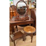 A late 19th Century mahogany toilet mirror with trinket drawer, an Edwardian round small side
