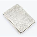 An Edwardian silver aide memoire, the cover engraved with flowers with central diagonal banding,