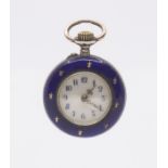 A late 19th Century Swiss 800 standard silver and enamel pocket watch, white enamel dial with blue