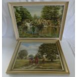 2 x Hugh Penfold  oil on canvas , framed paintings " Horse riding on Wiggan Holt Common " 49.5cm x