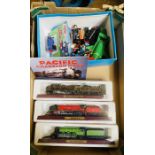 A collection of train models, including ertl thomas & friends, 3x atlas static plinth mounted