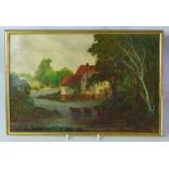 *****RE-OFFER £30 - £40*******  G. Whyatt River landscape with cattle watering, a mill beyond,