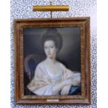 18th Century English School. Half-length portrait of Jane Atkinson (d. 1817), pastel on laid paper