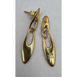 A pair of yellow metal Georg Jensen No 1500 Zephyr earrings, stamped 18k. Copenhagen, late 20th