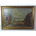 *****RE-OFFER £20 - £30*******  F. Whyatt View of an 18th century harbour with numerous buildings,