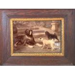 *****RE-OFFER £30 - £40*******  A late-Victorian crystoleum print of dogs, 16cm by 23cm, framed