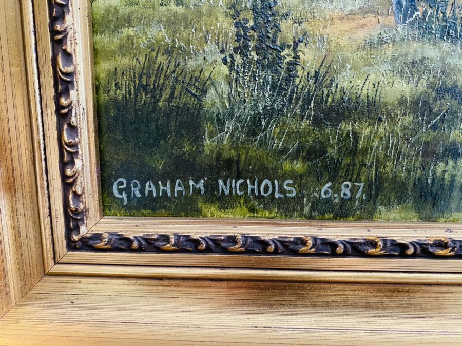 Graham Nichols, Oil on Canvas, 'Farm Scene'. Signed Lower Left, 50cm x 75cm, Framed. - Image 2 of 2