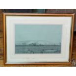 *****RE-OFFER £20 - £30*******  An unsigned framed watercolour of a field amongst a mountainous