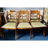 A set of six Regency revival mahogany dining chairs, two carvers and four chairs, scrolling fluted