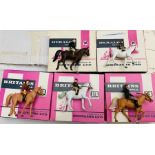 5x Britains horse and pony rider models - lacking bases, however with original boxed, accompanied