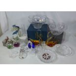 A collection of mixed glassware , to include a Bohemia crystal bowl , a Waterford crystal bowl ,