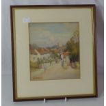 *****RE-OFFER £20 - £30*******  G. Whyatt Figures in a village street, a church beyond, signed,