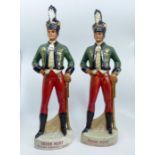 2 ceramic soldiers , advertising Irish Mist , Ireland's legendary liquer . 48.5cm some flaking to