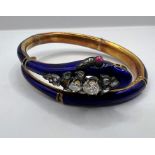 A fine guilloche enamel Victorian serpent bangle, in a fitted case from TR Sachs, Practical Jeweller