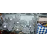*****RE-OFFER £20 - £30*******  A selection of cut and moulded glassware to include two decanters