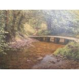 Frank wright 1928-2016 original oil on canvas, signed by the artist, Dales bridge. Unframed, size