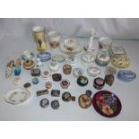 A large collection of ceramic boxes pill and trinket boxes , Royal Doulton vase , Royal