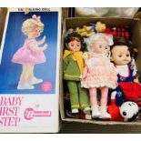 Rosebud 'The walking doll' - boxed - with 30+ small tourist piece dolls & teddy bears, mostly