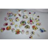 Large collection of Crown Staffordshire encrusted flowers ornamants slight damage