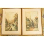 *****RE-OFFER £20 - £30*******  C.J. Keats (British, 19th Century) A pair of watercolour city