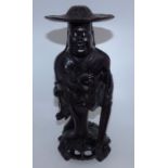 Oriental hardwood carved figure 38cm high