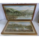 2 x Hugh Penfold  oil on board , framed paintings " Loch Leven Scotland " 40.5cm x 71cm " Kilchurn