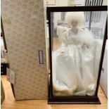 A franklin mint 'Snow Queen' Doll - with glass display case and original box. cabinet is a/f with