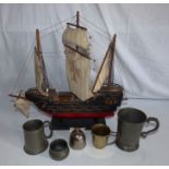 *****RE-OFFER £15 - £20***** A model of the Santa Maria ship , together with pewter and other items